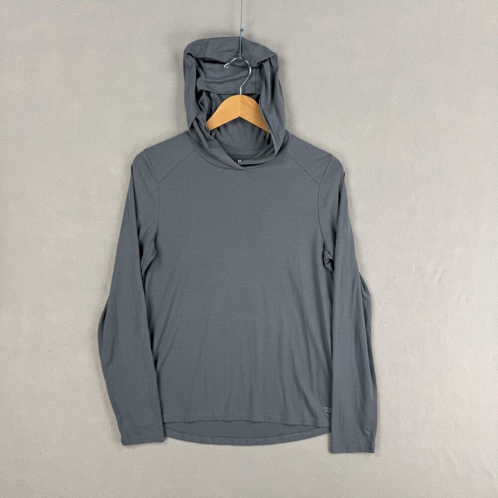 Free Fly Shirt Mens Medium Gray Bamboo Hooded Long Sleeve Athletic Performance